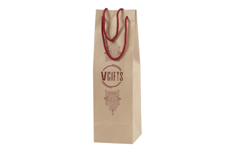 Χάρτινη σακούλα με κορδόνι V-Gifts 1 φιάλης -ΚΩΔ:22032